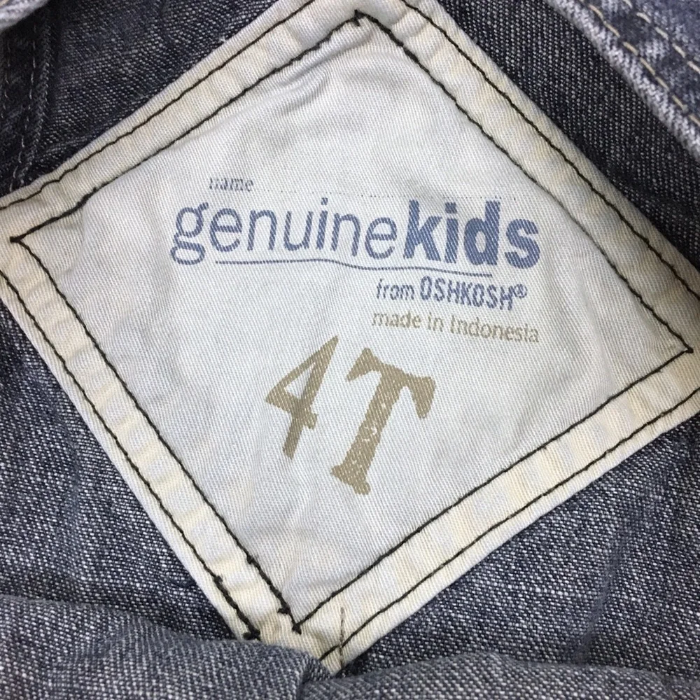 OSHKOSH Overalls Genuine Kids Long Pants Dark Wash Distressed Denim Size 4T